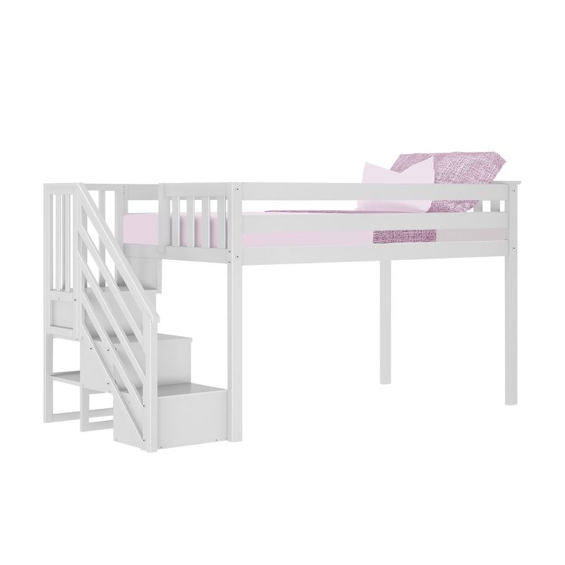 Max & Lily Twin Low Loft Bed with Staircase, 2 of 8