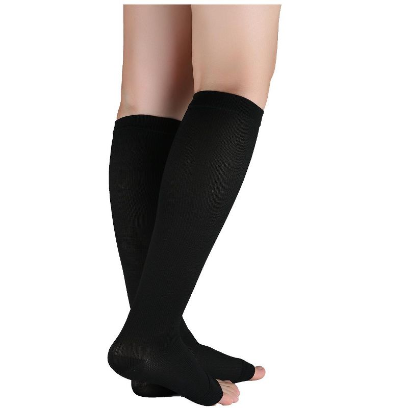Allegra K Breathable Toeless Compression Knee High Socks, 2 of 6