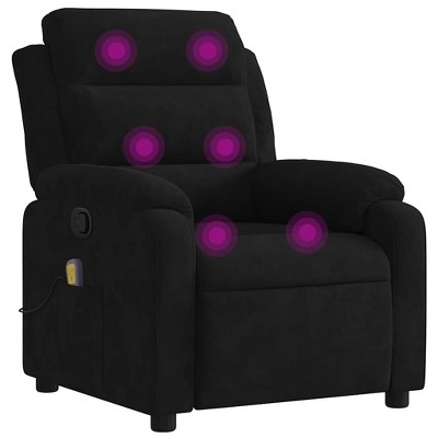 vidaXL Massage Recliner Chair with 6-Point Vibration Massage, Adjustable Black Velvet Rocker