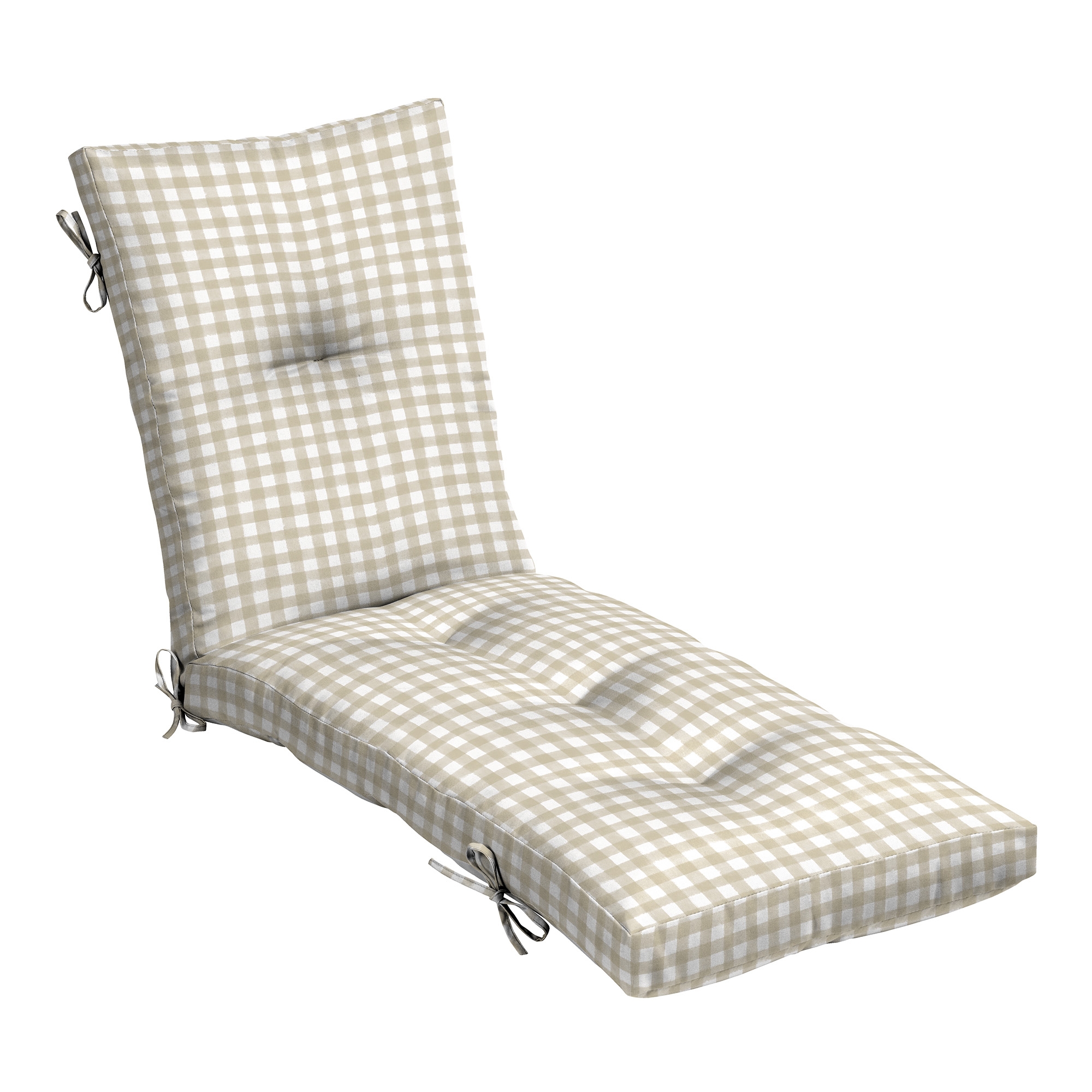ARDEN Plush Modern Tufted Polyfill Chaise Cushion, 22-in x 76-in, ARDEN x Alexandra Kay Collection, The Coffee Girl Gingham