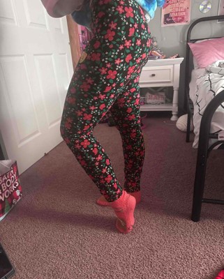 Girls' Holiday 'floral' Leggings - Cat & Jack™ Black S Slim : Target