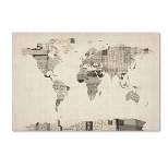 30" x 47" Vintage Postcards World Map by Michael Tompsett - Trademark Fine Art