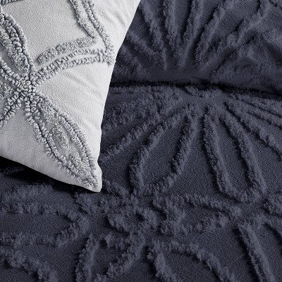 Indigo Cotton Floral Motif Full Comforter Set