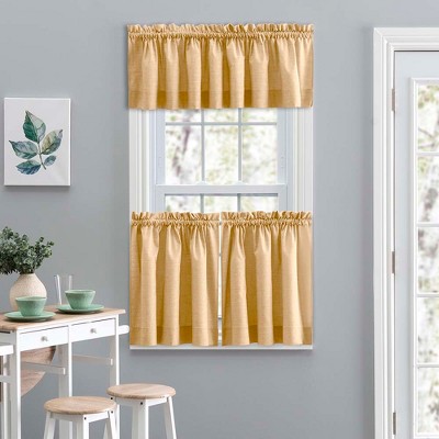 Butter Poly Cotton Duck Fabric Tailored Tier Curtains