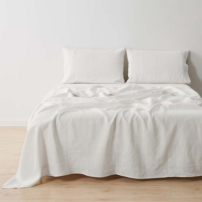 Cloud White Linen Euro Pillowcase Set with Inner Envelope Closure