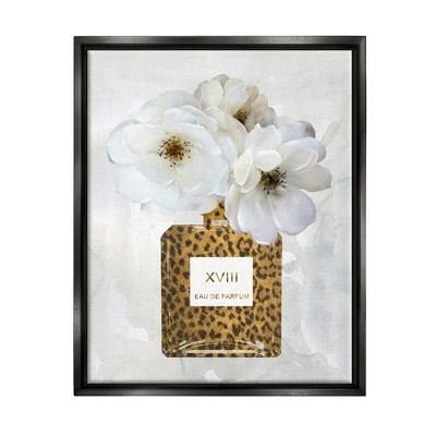 Stupell Industries Leopard Print Perfume Bottle Glam White Spring Florals
