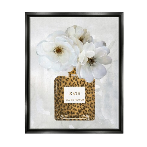Designart Chic Black And Gold Perfume Bottle IX Fashion Framed Art Print  - Bed Bath & Beyond - 37288425