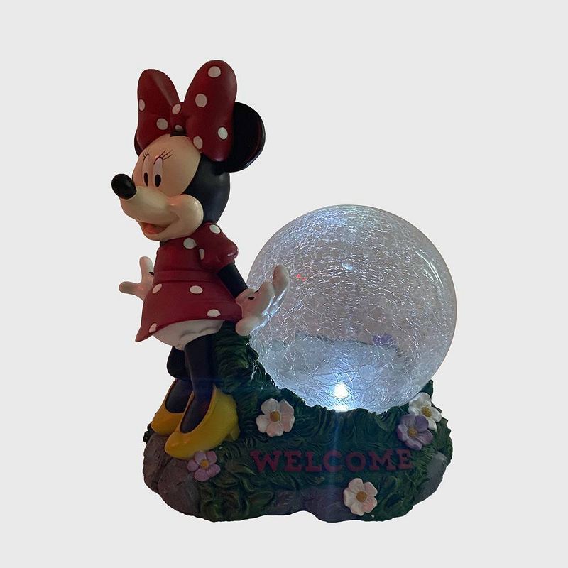 Disney 10.63&#34; Fiberglass/Polyester Minnie Solar Garden Statue with Crackle Glass Ball, 3 of 7