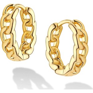Dremmy Studios CZ Huggie Hoop Earrings | 14K Gold Plated, Chunky & Minimalist Gift - 1 of 4