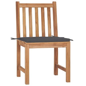 vidaXL Patio Chairs 2 pcs with Cushions Solid Teak Wood - Anthracite - 1 of 4
