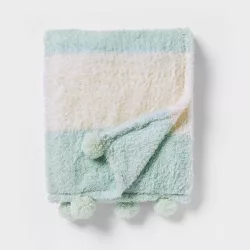 Teddy Bear Striped Throw Plush Teal Green - Pillowfort™