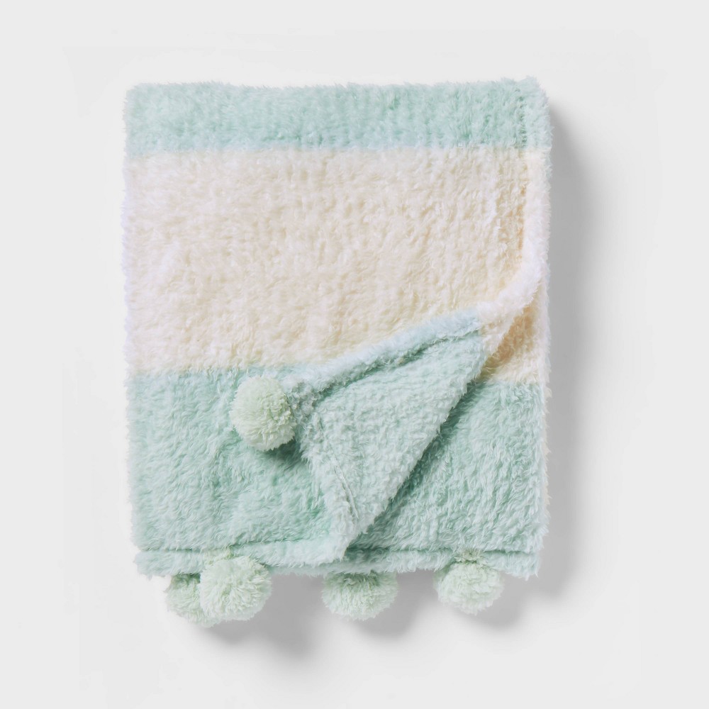 Teddy Bear Striped Kids' Throw Plush Teal Green - Pillowfort™