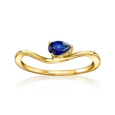 Pure Collection by Ross-Simons 0.20 Carat Lab-Grown Sapphire Curve Ring in 18kt Gold Vermeil