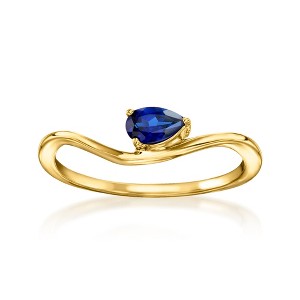 Pure Collection by Ross-Simons 0.20 Carat Lab-Grown Sapphire Curve Ring in 18kt Gold Vermeil Size 6 - 1 of 4