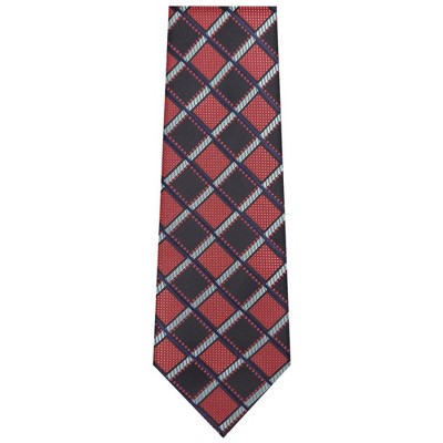 Thedappertie Men's Black, Red, White And Navy Blue Checks Necktie With ...