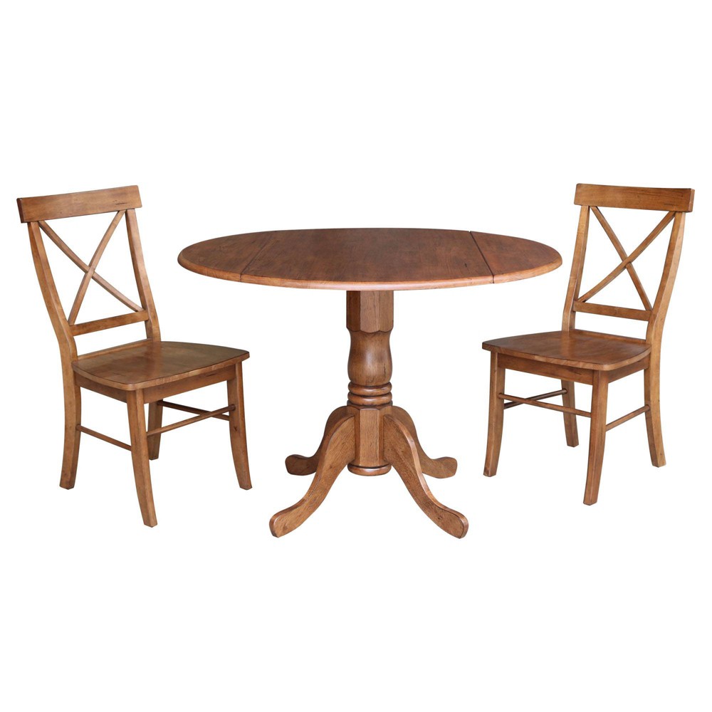 Photos - Dining Table 42" Mase Dual Drop Leaf Dining Set with 2 X Back Chairs Distressed Oak - I