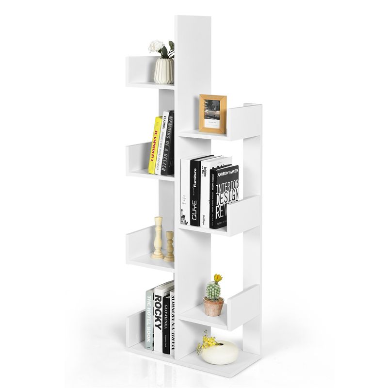 Tangkula 8-Tier Modern Bookshelf Anti-fall Tree Bookcase Storage Rack Suitable for Home & Office Brown/White/Black, 5 of 7