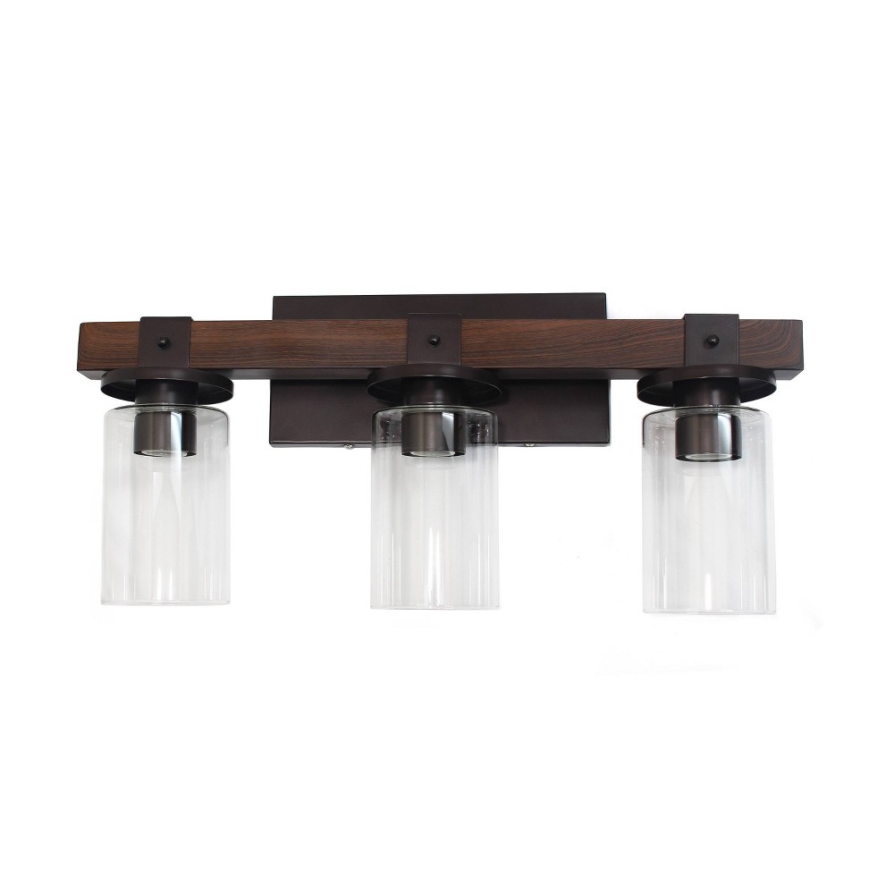 Photos - Chandelier / Lamp Industrial Rustic Lantern Restored Bath Vanity Ceiling Light Brown - Elega