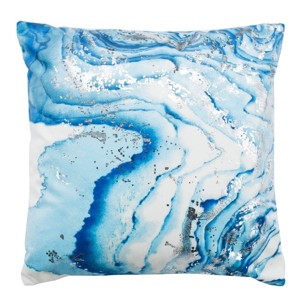 Jakki Pillow - White/Blue - 18"X18" - Safavieh - 1 of 4