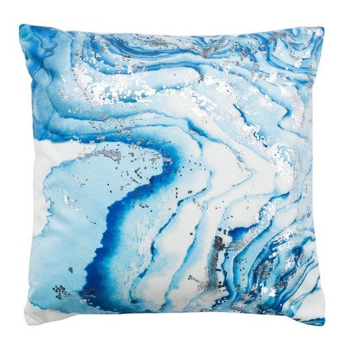 Jakki Pillow - White/Blue - 18"X18" - Safavieh - image 1 of 4