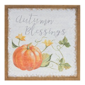 Pumpkin Decor Sign Set 15.75 in MDF Fir Wood Autumn Blessings 15.75 x 0.75 By Melrose - 1 of 3