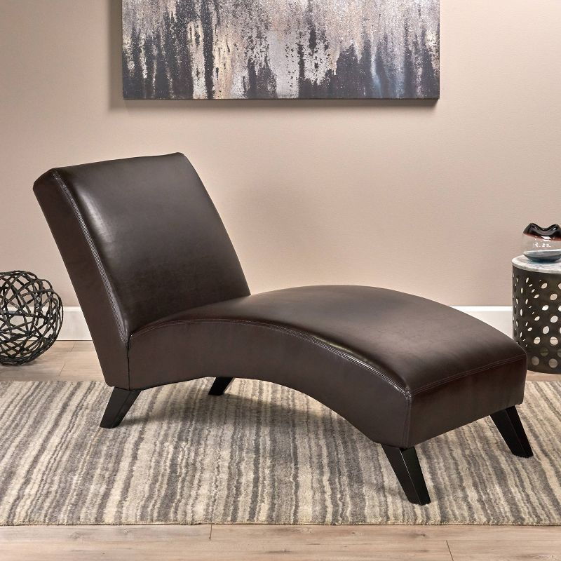 Finlay Leather Chaise Lounge Brown - Christopher Knight Home, 3 of 7