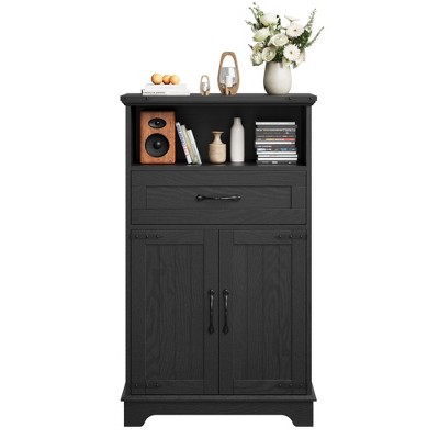 Set of 2 Farmhouse Bathroom Cabinets with Doors & Drawers – Freestanding Cabinets for Kitchen & Living Room