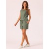 cheibear Women's Waffle Knit Sleeveless Tank Top and Shorts Pajama Sets - 2 of 4