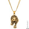 Steeltime Men's stainless steel and simulated diamonds lion pendant. Color Options: Silver, Gold - 3 of 4