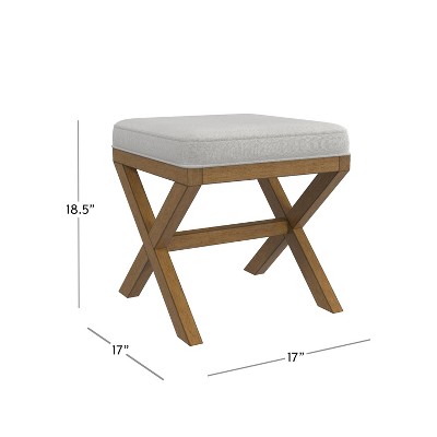 Somerset Fog Gray Upholstered Backless Vanity Stool with Rubberwood Legs