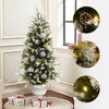 LuxenHome 4.5Ft Pre-Lit Green Artificial Christmas Tree with Light Faux Snow and White Pot - 3 of 4