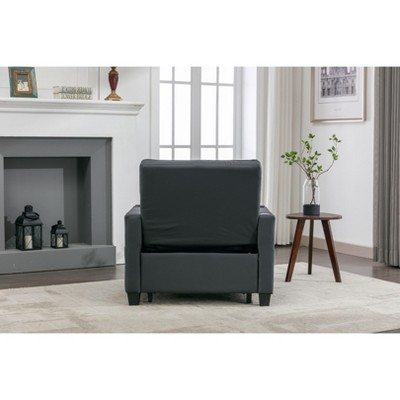 NicBex 3-in-1 Convertible Sleeper Chair,Leather Folding Sofa Bed with USB Ports,Comfortable Couches with 4 Side Pockets for Living Room,Dark Gray