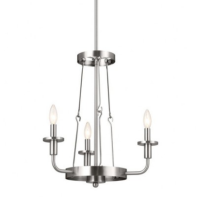 Classic Pewter Mini Chandelier with White Cylinder Shades