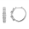 Haus of Brilliance Silver 1/2 Cttw Lab Grown Round Diamond Floral Cluster Hoop Earrings - 2 of 4