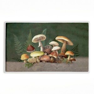 Stupell Industries Mushrooms & Ferns on Blue Printed Plush Bathroom Floor Mat, design by Tim Coffey - 1 of 4