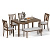 Zevemomo 6-Piece Wooden Dining Set,Dining Table&Chair Set for 6, Includes Dining Table,4 Upholstered Chairs & 1 Bench,for Dining Room, Kitchen,Walnut - 3 of 4
