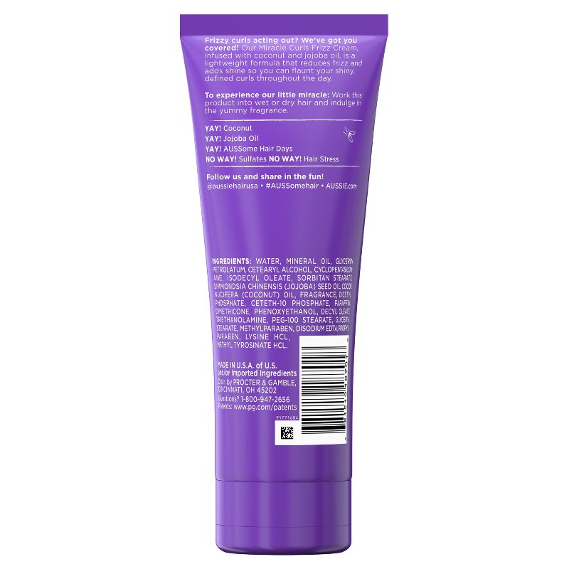 Aussie Miracle Curls Frizz Taming Curl Cream with Coconut &#38; Jojoba - 6.8oz, 3 of 13