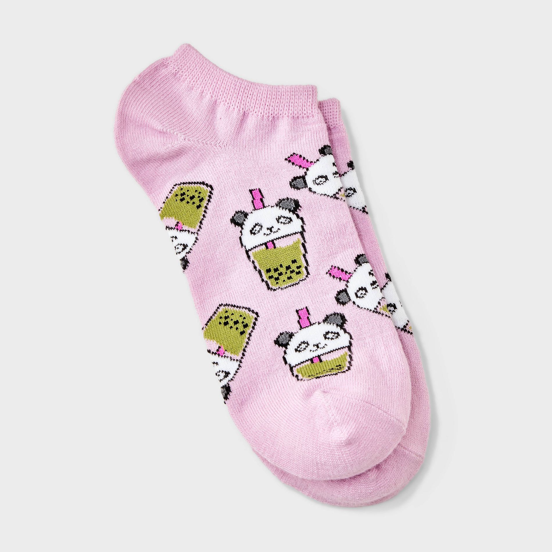 Women's Panda Boba Low Cut Socks - Grey 4-10