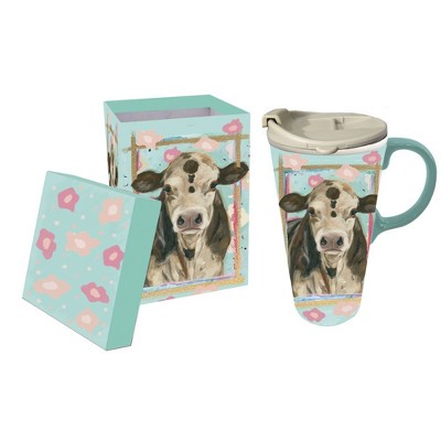 Evergreen Ceramic Travel Cup with metallic accents 17oz Myrtle