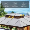 Gloweer Outdoor Hardtop Aluminum Gazebo Permanent with Polycarbonate Double Roof, with Curtain and Net - 3 of 4