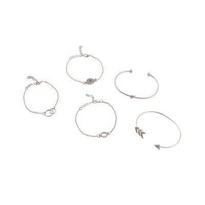 SOHI Women's Metallic Silver The Celestrial Arrow Multi-Layer Bracelet