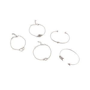 SOHI Women's Metallic Silver The Celestrial Arrow Multi-Layer Bracelet - 1 of 4