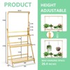 SUGIFT 3-Tier Bamboo Plant Shelf with Adjustable Hanging Rod – Multi-Functional Wooden Stand for Plants, Books, and Décor - 3 of 4
