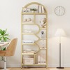 Garvee Bookshelf 6 Tier Arched Bookcase 81.7in Tall Display Racks Geometric Open Storage Shelf Unique Book Rack Metal Frame Large Modern Book Shelf - 2 of 4