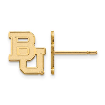 Black Bow Jewelry 14k Yellow Gold Baylor Bears NCAA Post Earrings