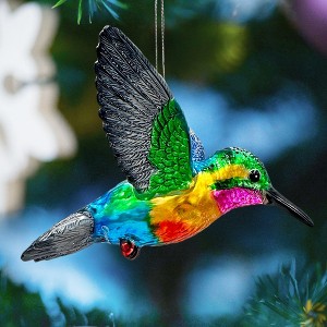 Graceful Hummingbird Iridescent Handcrafted Ornament, Glass Christmas Bird Tree Decoration| OrnamentallyYou - 1 of 4