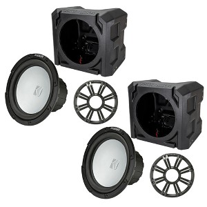 Kicker Two 45KM104 10" Marine Subwoofers 4-Ohm Charcoal LED Grill with SSV Universal Marine Sub Box Enclosures - 1 of 4