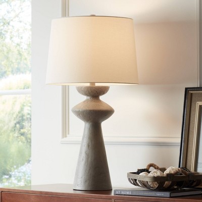 Claire 30" White and Grey Modern Table Lamp with Fabric Shade