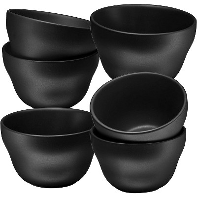 Bruntmor 8oz Porcelain Bowls for Ice Cream and Snacks, Set of 6, Matte Black