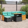 vidaXL 7 Piece Patio Sofa Set with Cushions Brown Poly Rattan Acacia - 2 of 4